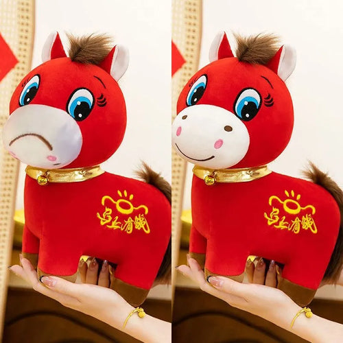 2026 New Year Crying Horse Smiling Horse Zodiac Mascot Horse Plush Doll Immediate Wealth Happy New Year Party Decoration