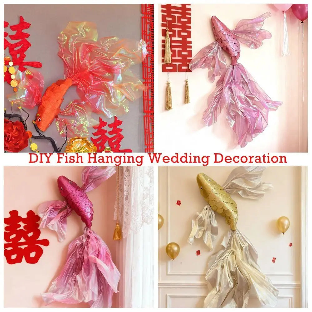 The Year of The Horse Fish Hanging Decoration Fish Pattern DIY New Year Decoration Red Color Hangning Pendant Party Supplies