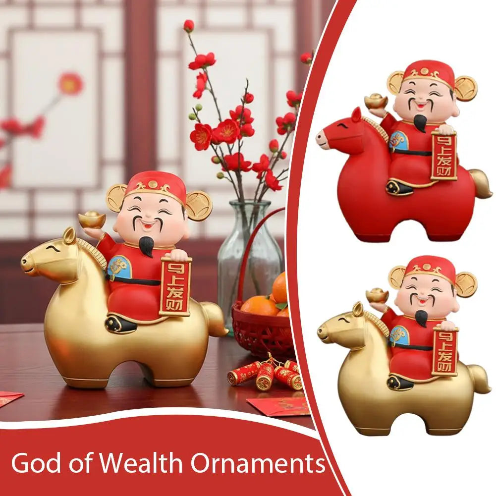 Fortune God New Year Decor Ornament - Home Office Desktop Festive Blessing Decoration Celebration Gift Exquisite Craft Accessory